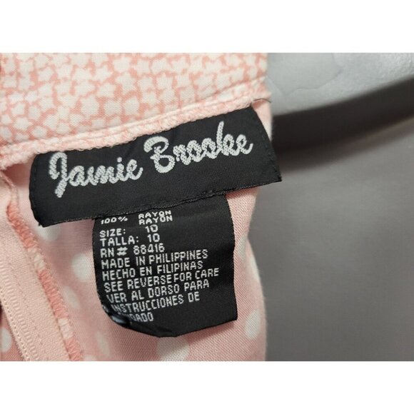 Vintage 1980s Jamie Brooke Pink Polka Dot Rayon Maxi Dress - Picture 11 of 13